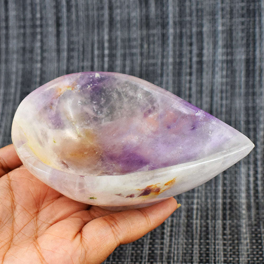 gemsmore:Artisian Amethyst Hand Carved Genuine Crystal Gemstone Carving Healing Oil Lamp