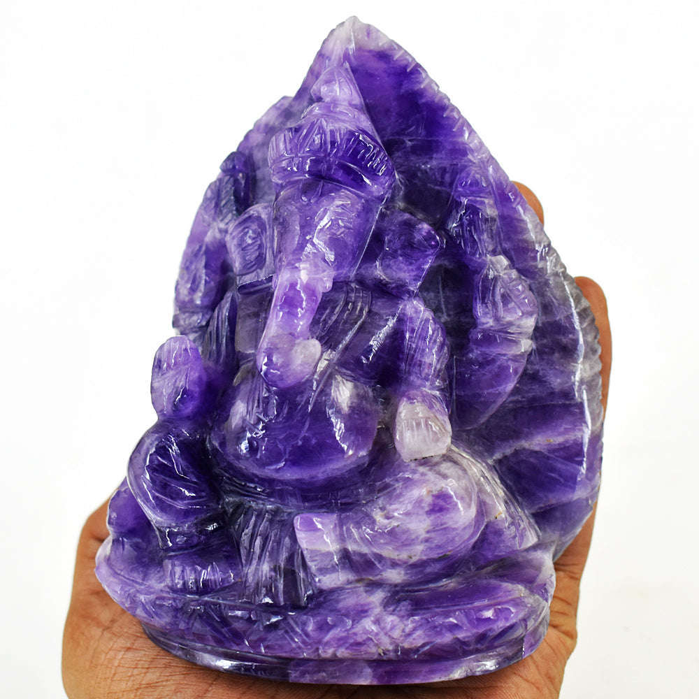 gemsmore:Artisian Amethyst Hand Carved Genuine Crystal Gemstone Carving Lord Ganesha