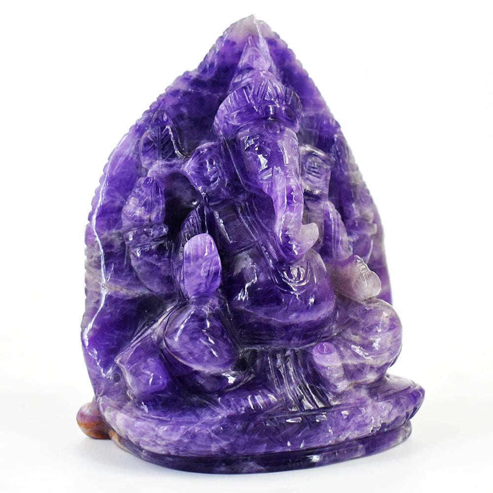 gemsmore:Artisian Amethyst Hand Carved Genuine Crystal Gemstone Carving Lord Ganesha