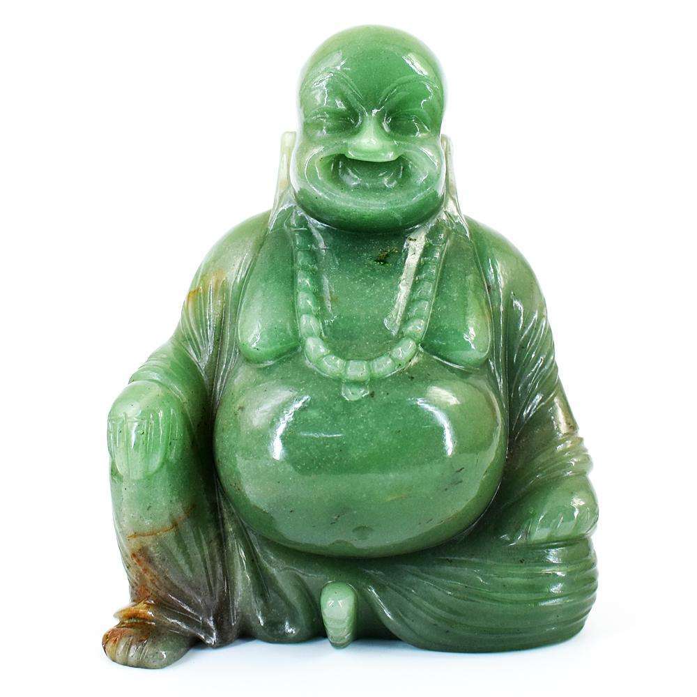 gemsmore:Artisian Aventurine Hand Carved Genuine Crystal Gemstone Carving Massive Laughing Buddha