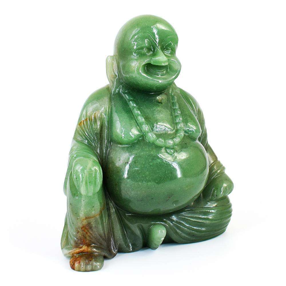 gemsmore:Artisian Aventurine Hand Carved Genuine Crystal Gemstone Carving Massive Laughing Buddha
