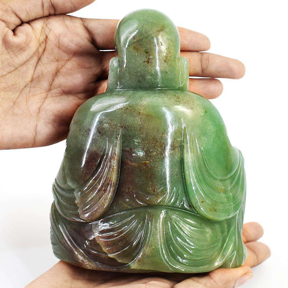 gemsmore:Artisian Aventurine Hand Carved Genuine Crystal Gemstone Carving Massive Laughing Buddha