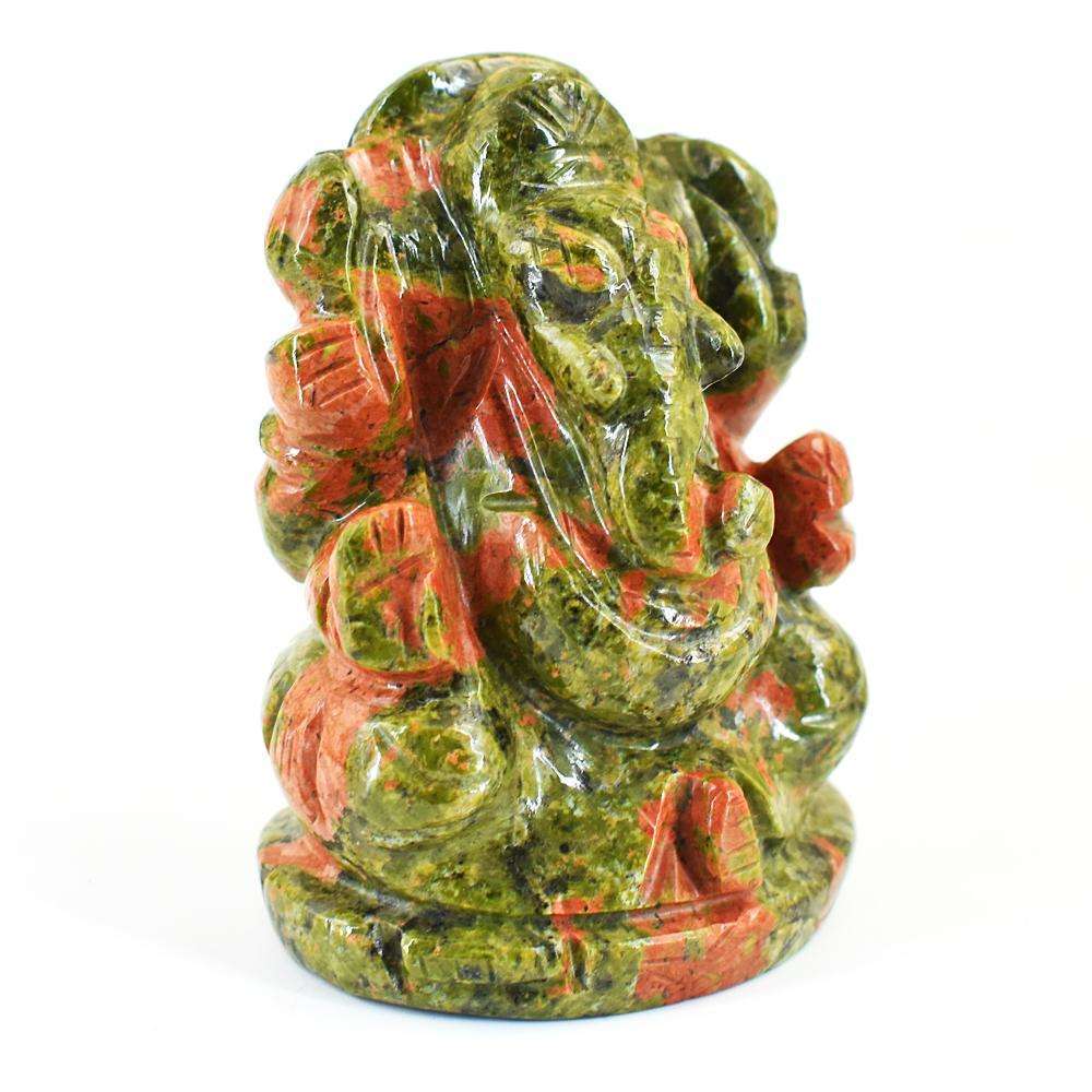 gemsmore:Artisian Blood Green Unakite Hand Carved Genuine Crystal Gemstone Carving Lord Ganesha