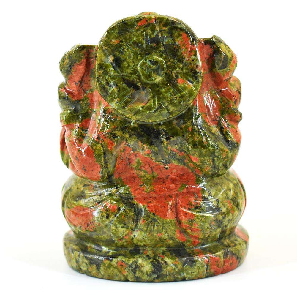 gemsmore:Artisian Blood Green Unakite Hand Carved Genuine Crystal Gemstone Carving Lord Ganesha