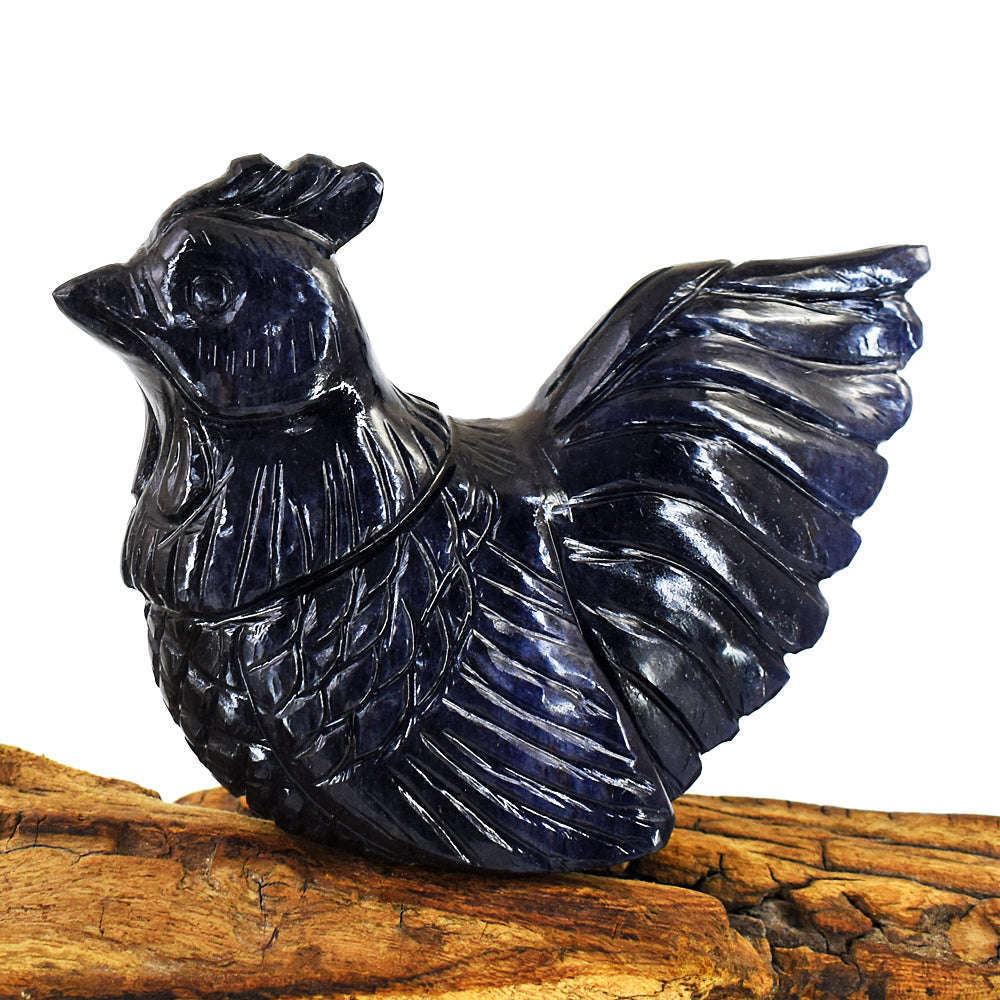 gemsmore:Artisian Blue Jade Hand Carved Genuine Crystal Gemstone Carving Hen