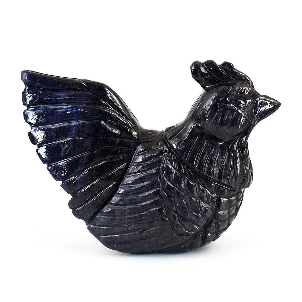 gemsmore:Artisian Blue Jade Hand Carved Genuine Crystal Gemstone Carving Hen