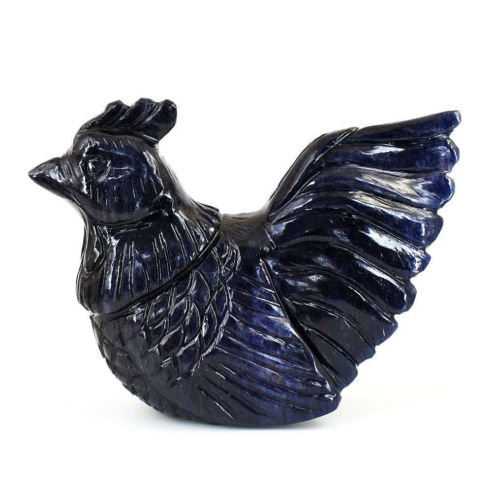 gemsmore:Artisian Blue Jade Hand Carved Genuine Crystal Gemstone Carving Hen