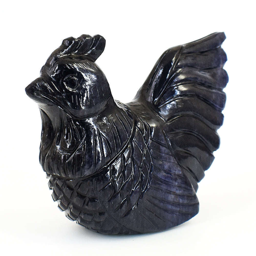 gemsmore:Artisian Blue Jade Hand Carved Genuine Crystal Gemstone Carving Hen