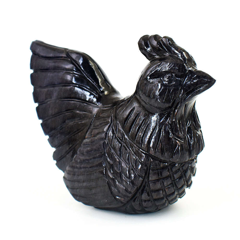 gemsmore:Artisian Blue Jade Hand Carved Genuine Crystal Gemstone Carving Hen