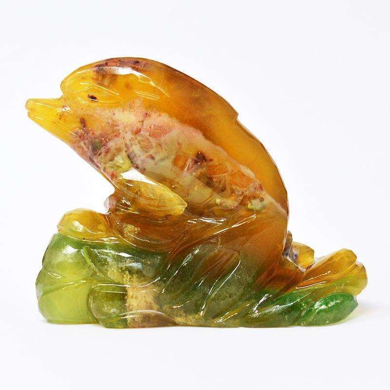 gemsmore:Artisian Carved Multicolor Fluorite Dolphin