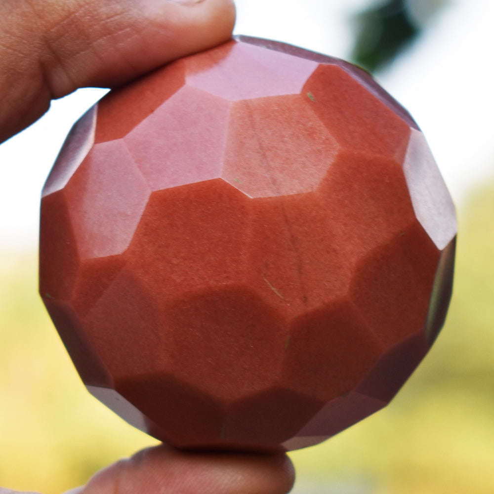 gemsmore:Artisian Dolomite Jasper Hand Carved Faceted Crystal Healing Sphere