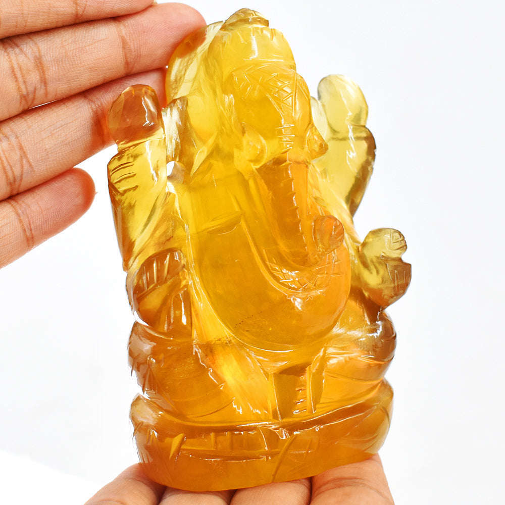 gemsmore:Artisian Fluorite Hand Carved Genuine Crystal Gemstone Carving Lord Ganesha