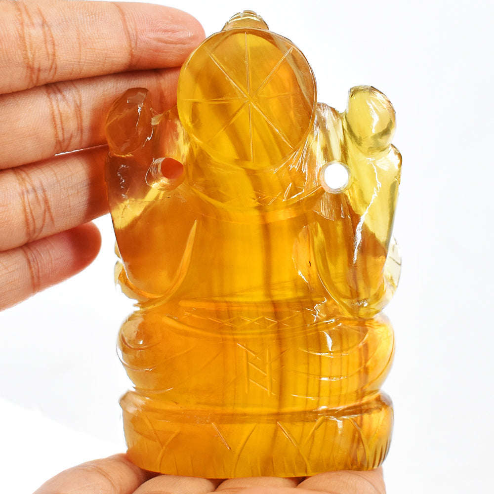 gemsmore:Artisian Fluorite Hand Carved Genuine Crystal Gemstone Carving Lord Ganesha