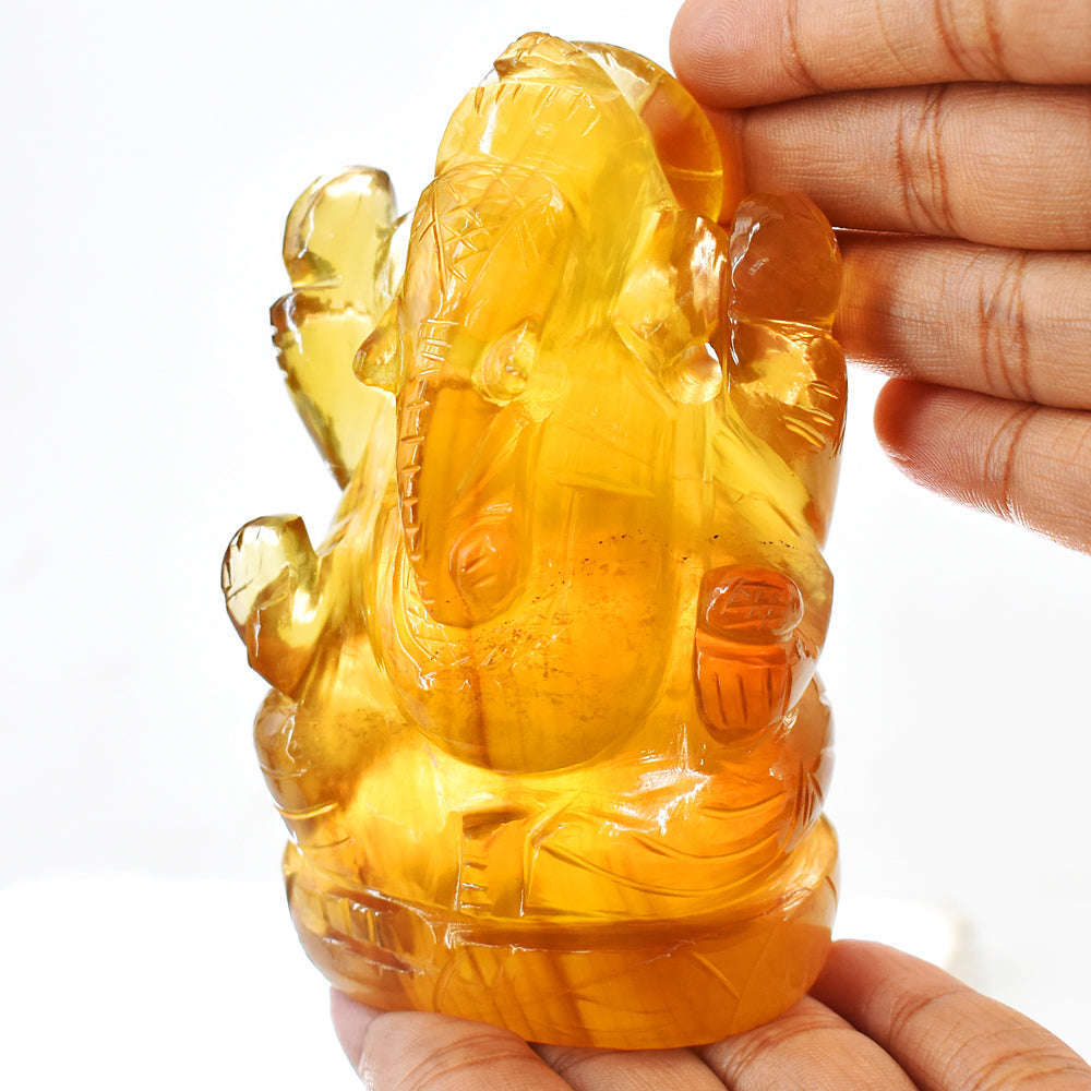 gemsmore:Artisian Fluorite Hand Carved Genuine Crystal Gemstone Carving Lord Ganesha