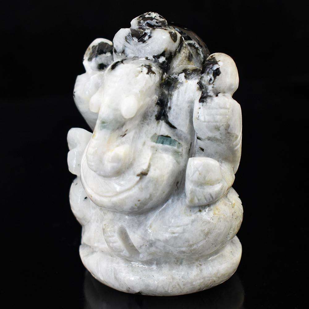 gemsmore:Artisian Hand Carved Moonstone Lord Ganesha Idol