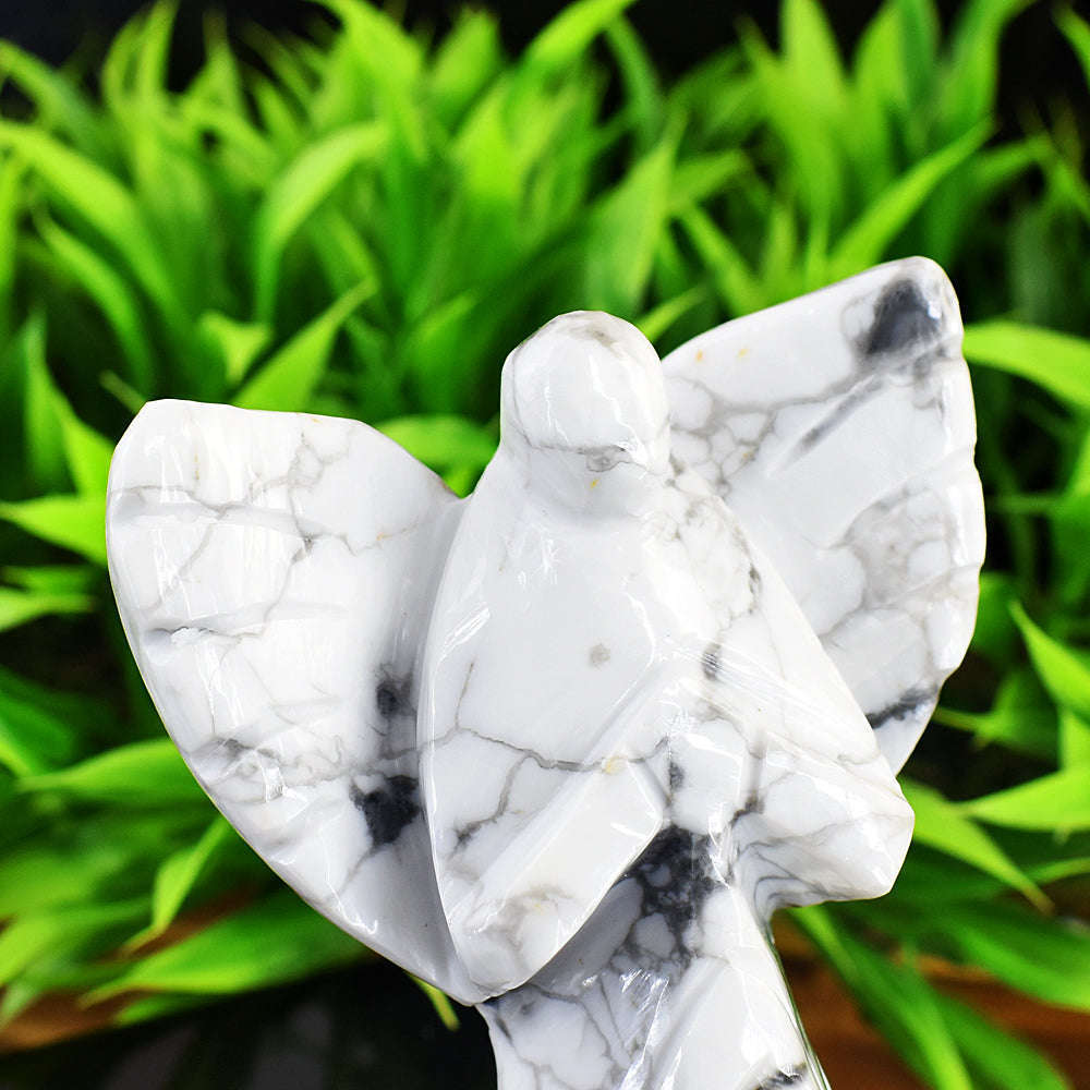gemsmore:Artisian Howlite Hand Carved Genuine Crystal Gemstone Carving Praying Angel
