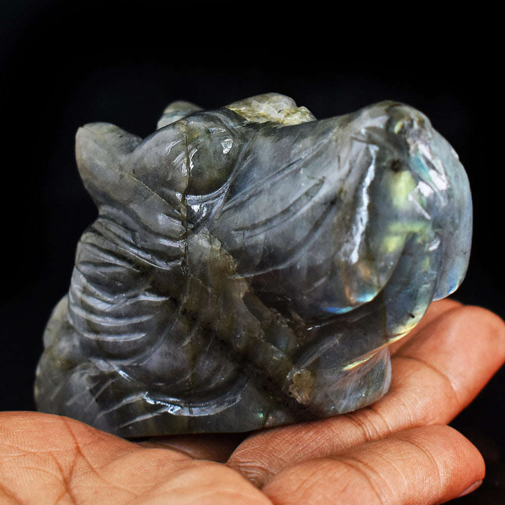 gemsmore:Artisian Labradorite Hand Carved Genuine Crystal Gemstone Carving Dog