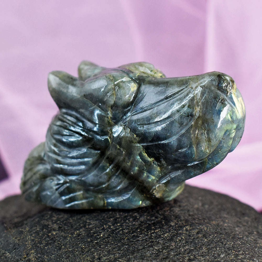 gemsmore:Artisian Labradorite Hand Carved Genuine Crystal Gemstone Carving Dog