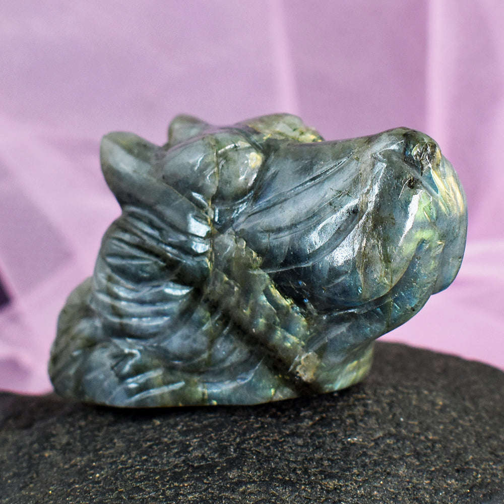 gemsmore:Artisian Labradorite Hand Carved Genuine Crystal Gemstone Carving Dog