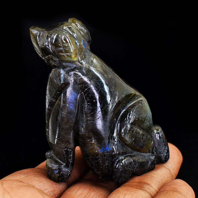 gemsmore:Artisian Labradorite Hand Carved Genuine Crystal Gemstone Carving Dog