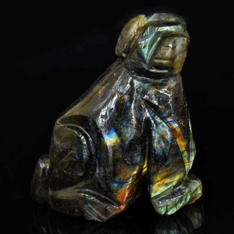 gemsmore:Artisian Labradorite Hand Carved Genuine Crystal Gemstone Carving Dog
