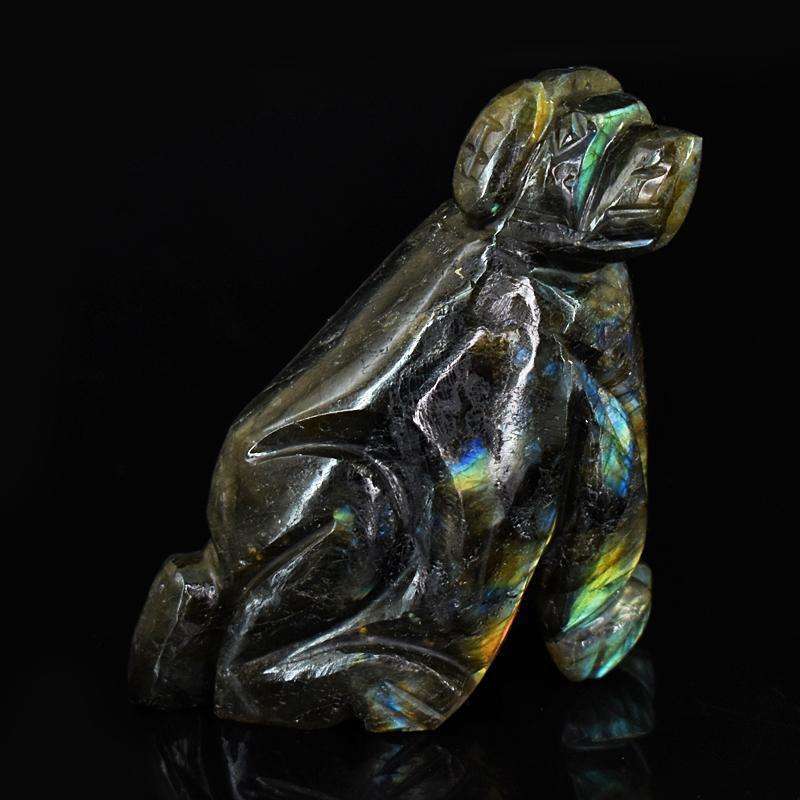 gemsmore:Artisian Labradorite Hand Carved Genuine Crystal Gemstone Carving Dog