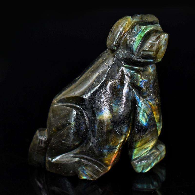 gemsmore:Artisian Labradorite Hand Carved Genuine Crystal Gemstone Carving Dog