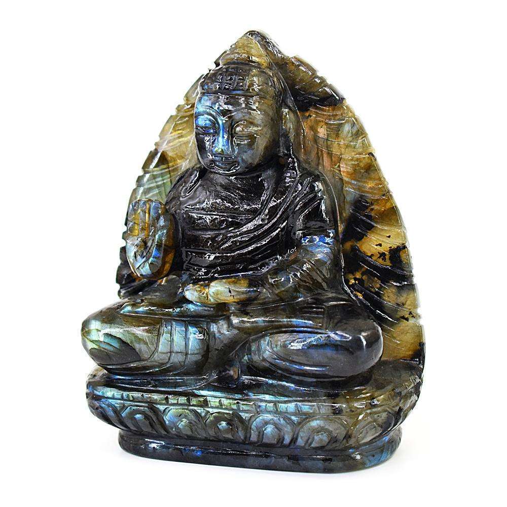 gemsmore:Artisian Labradorite Hand Carved Genuine Crystal Gemstone Carving Lord Buddha