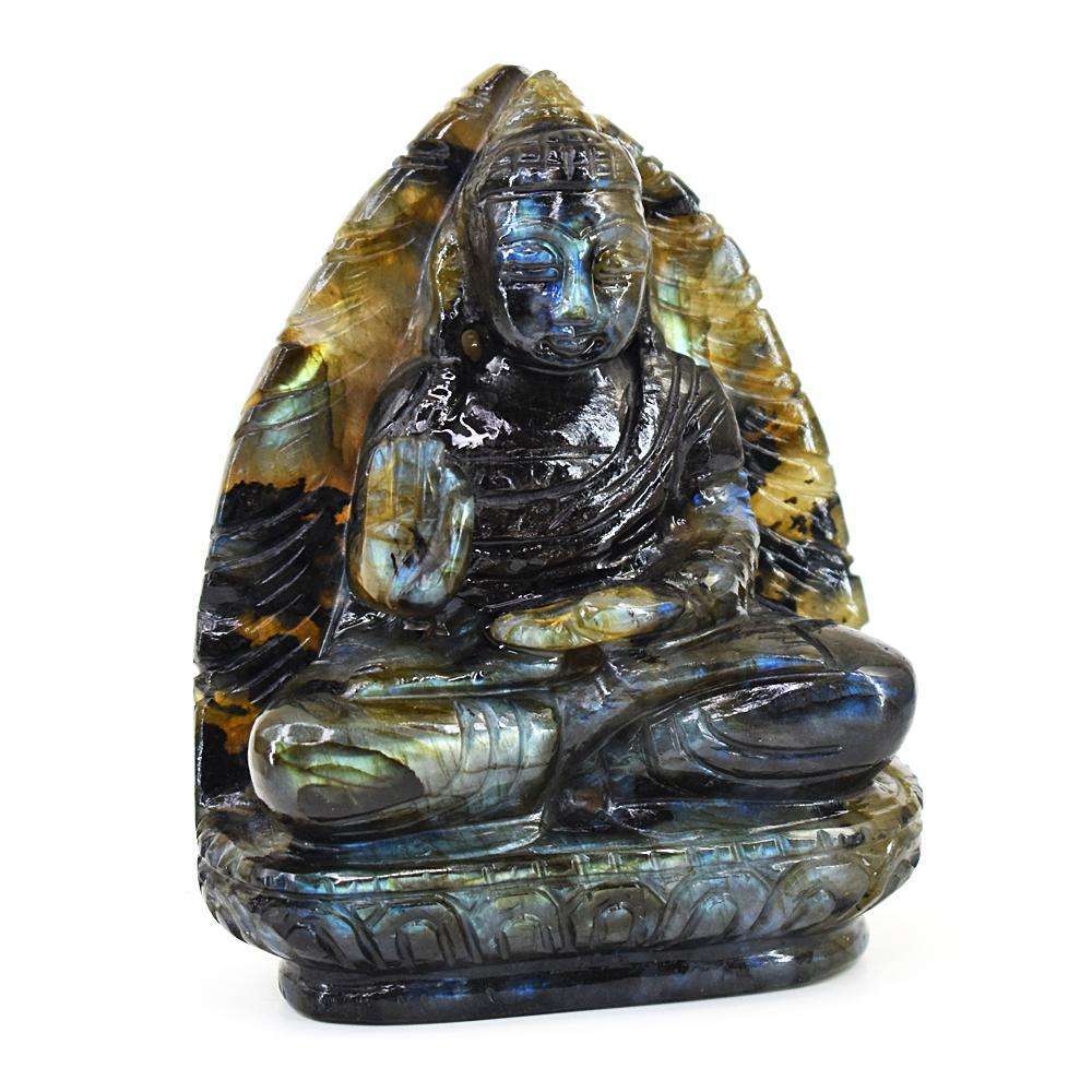 gemsmore:Artisian Labradorite Hand Carved Genuine Crystal Gemstone Carving Lord Buddha