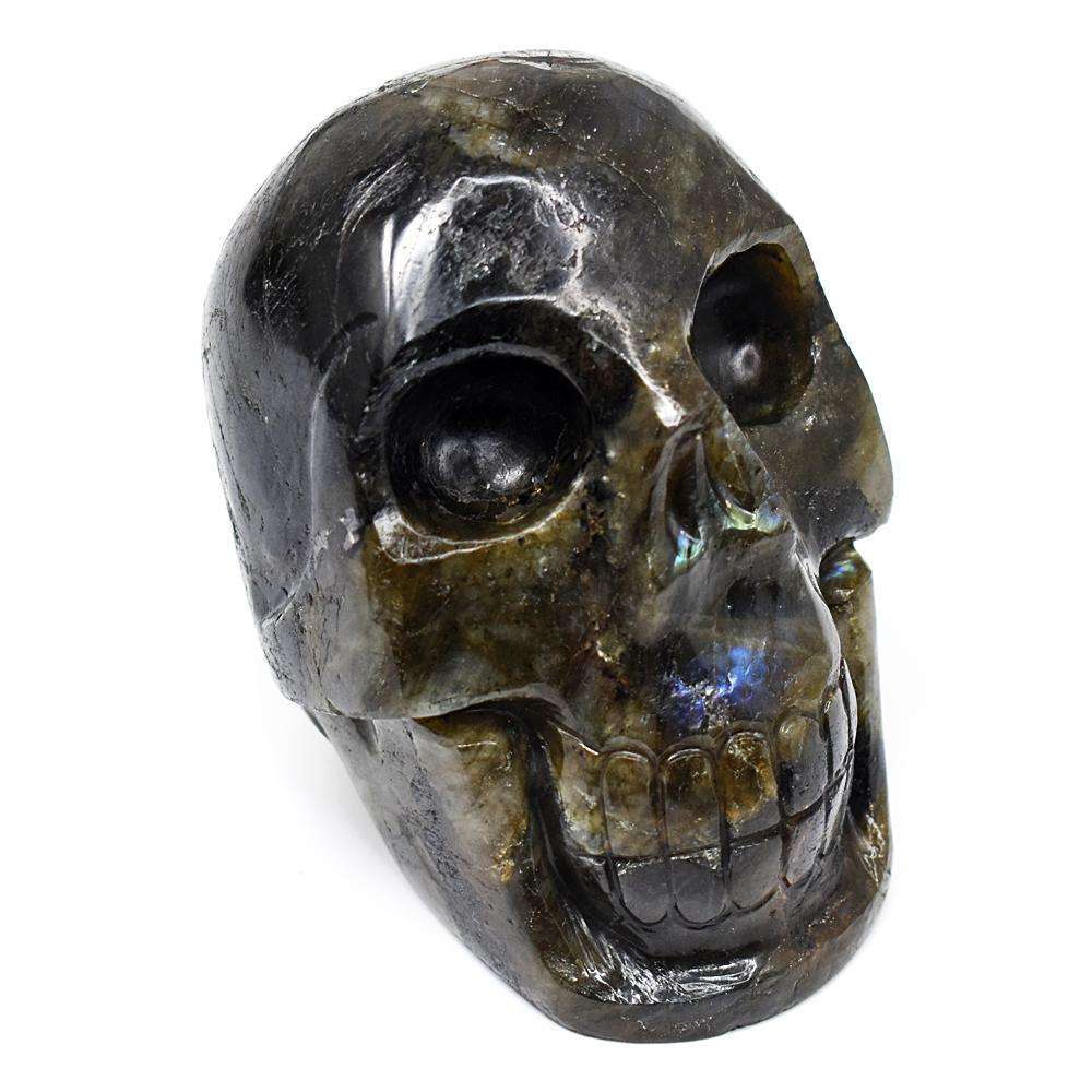 gemsmore:Artisian Labradorite Hand Carved Genuine Crystal Gemstone Carving Skull