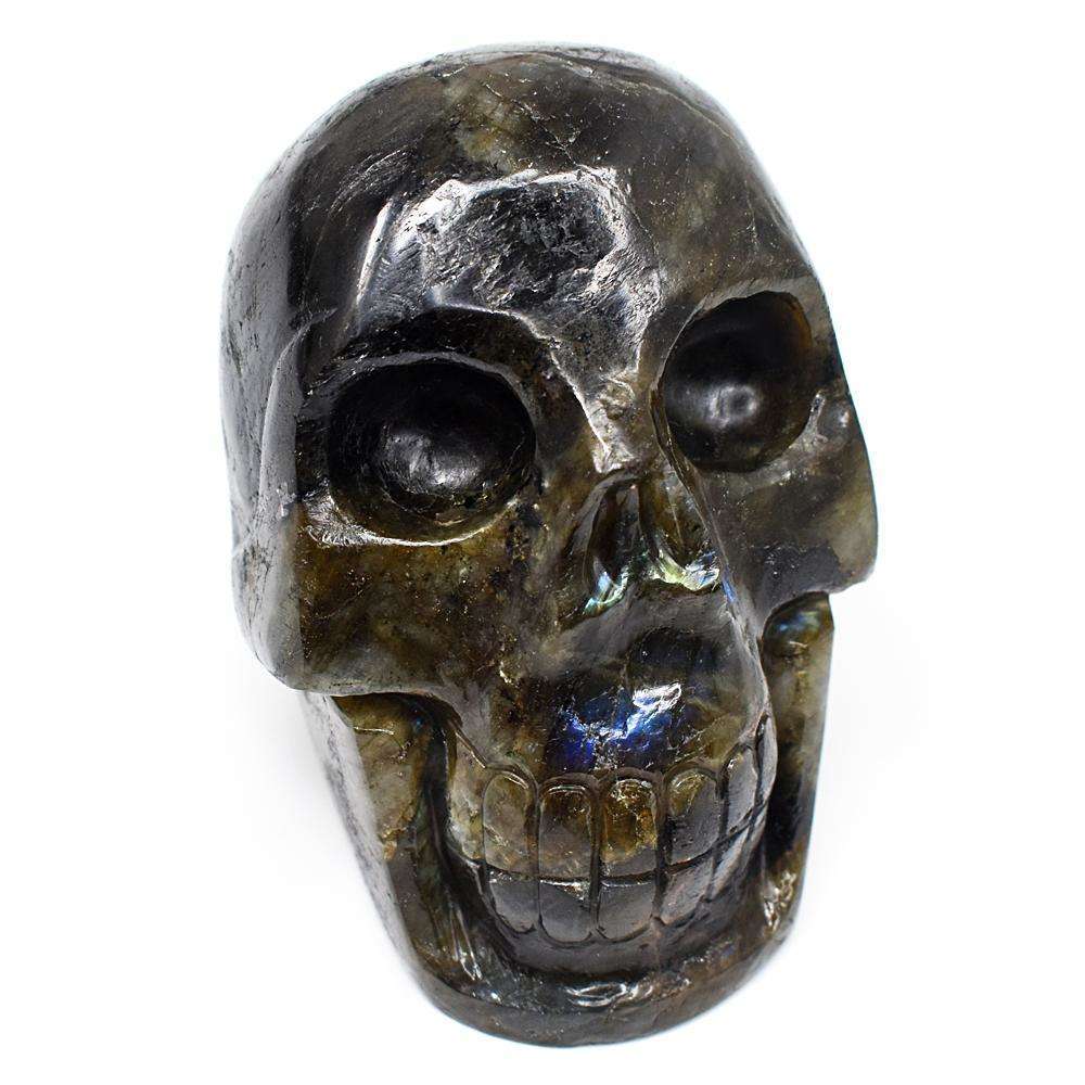 gemsmore:Artisian Labradorite Hand Carved Genuine Crystal Gemstone Carving Skull