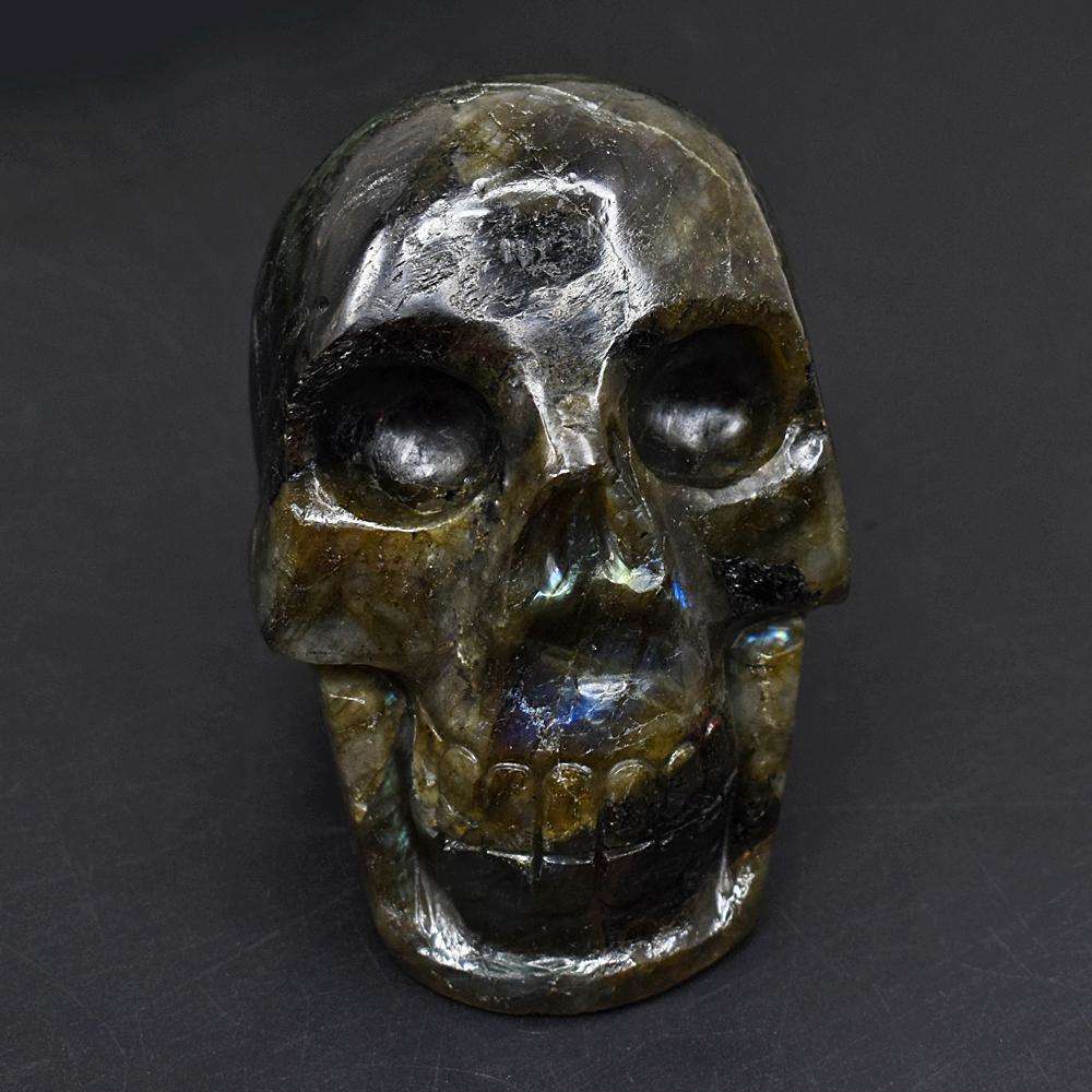 gemsmore:Artisian Labradorite Hand Carved Genuine Crystal Gemstone Carving Skull