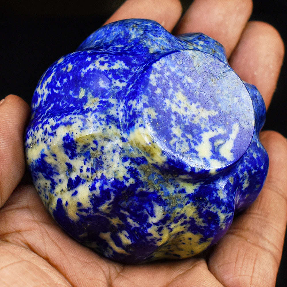 gemsmore:Artisian  Lapis Lazuli Hand Carved Genuine Crystal Gemstone Carving Bowl