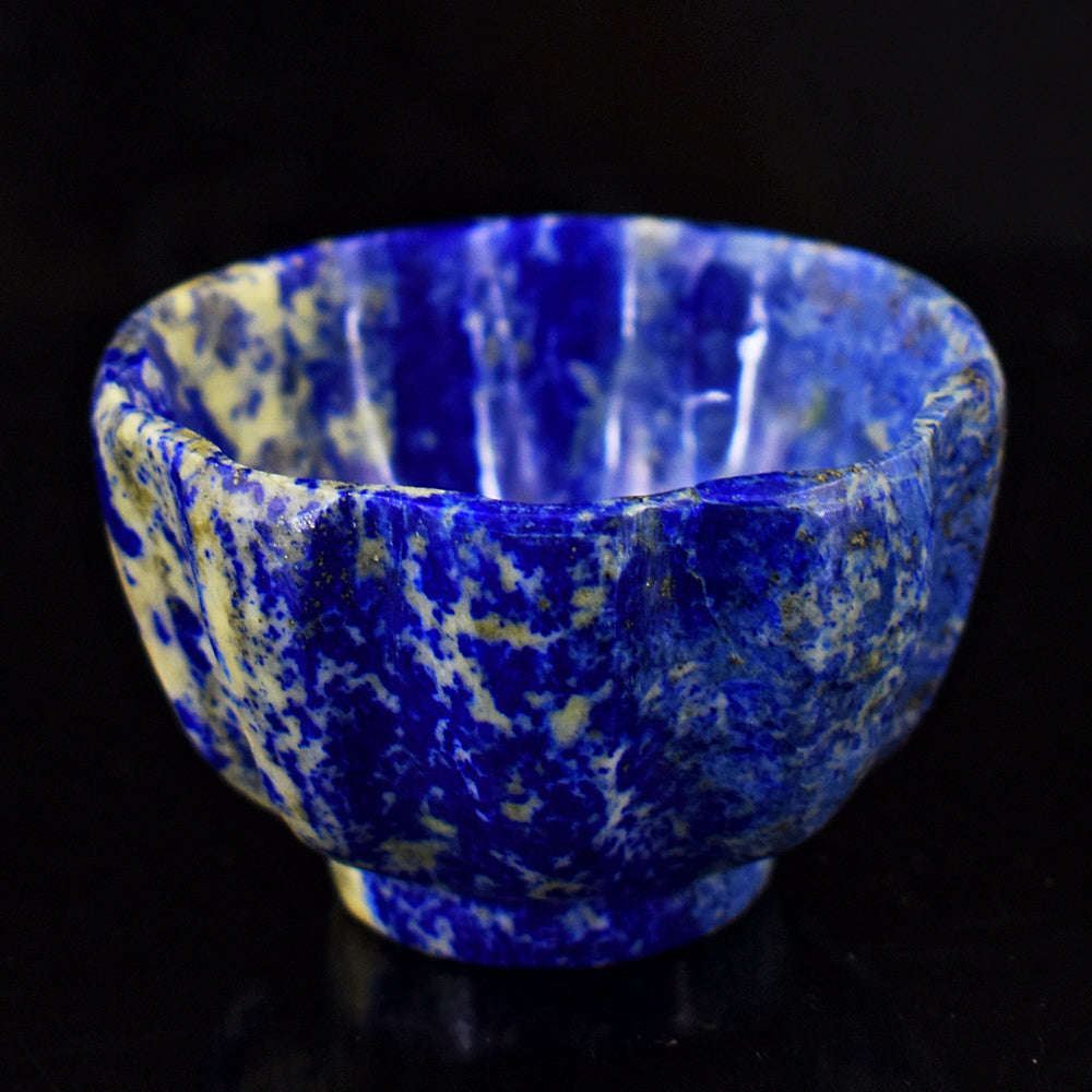 gemsmore:Artisian  Lapis Lazuli Hand Carved Genuine Crystal Gemstone Carving Bowl