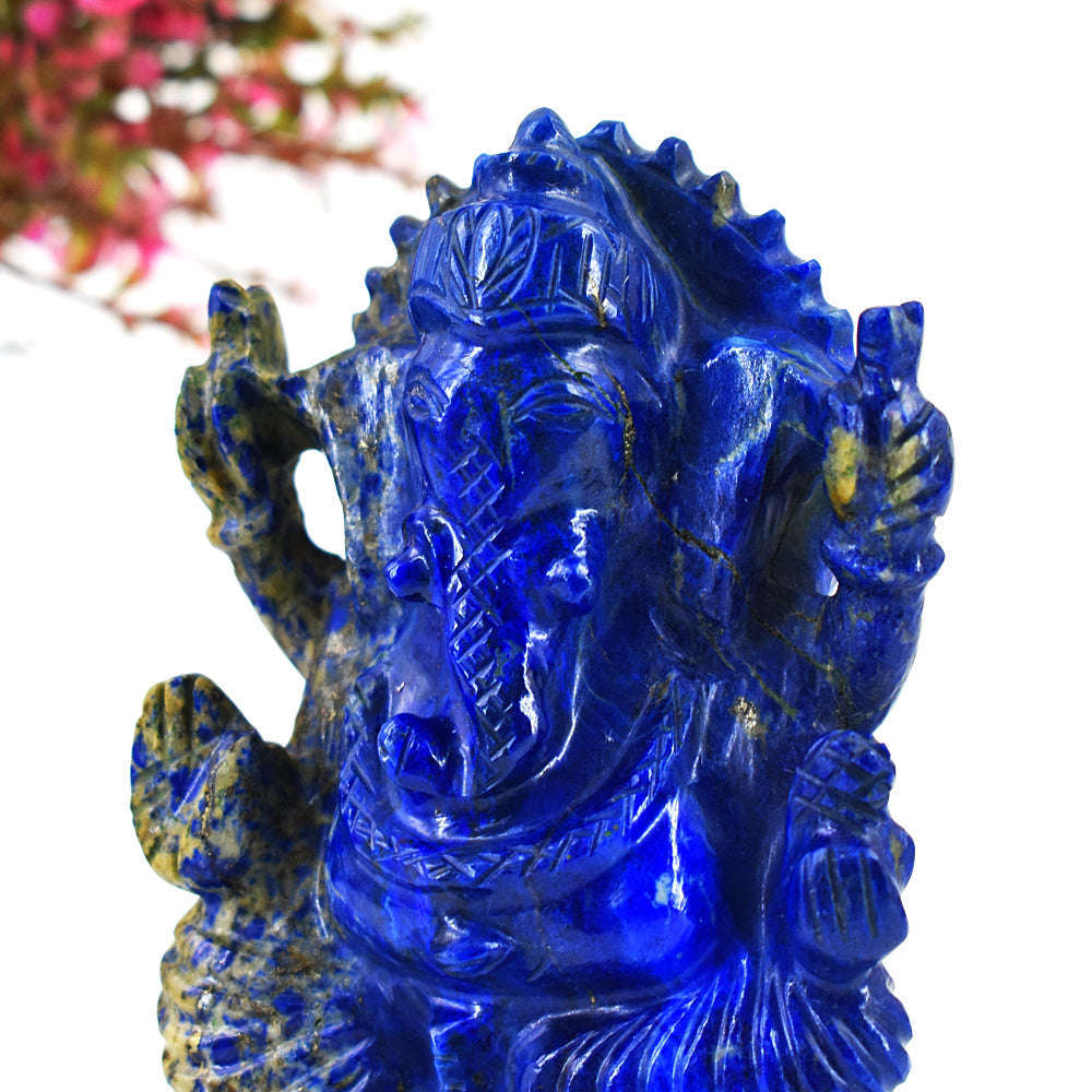 gemsmore:Artisian Lapis Lazuli  Hand Carved Genuine Crystal Gemstone Carving Lord Ganesha