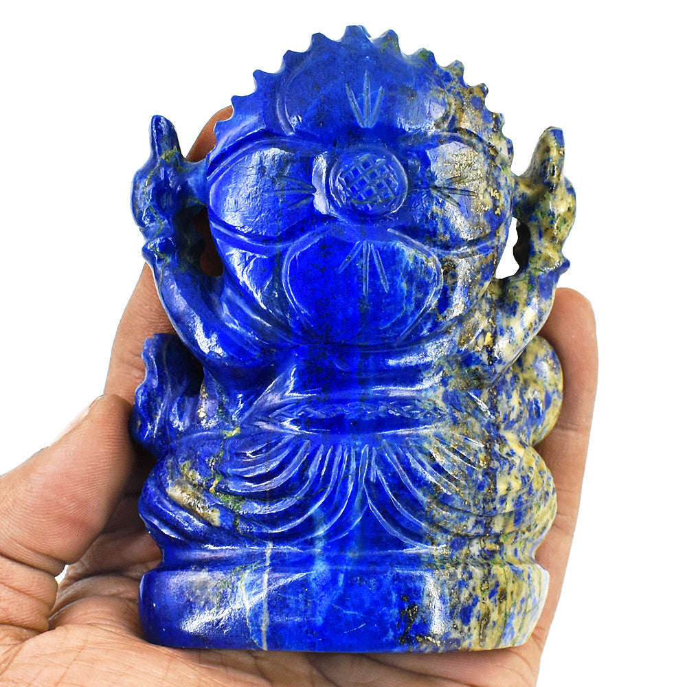 gemsmore:Artisian Lapis Lazuli  Hand Carved Genuine Crystal Gemstone Carving Lord Ganesha