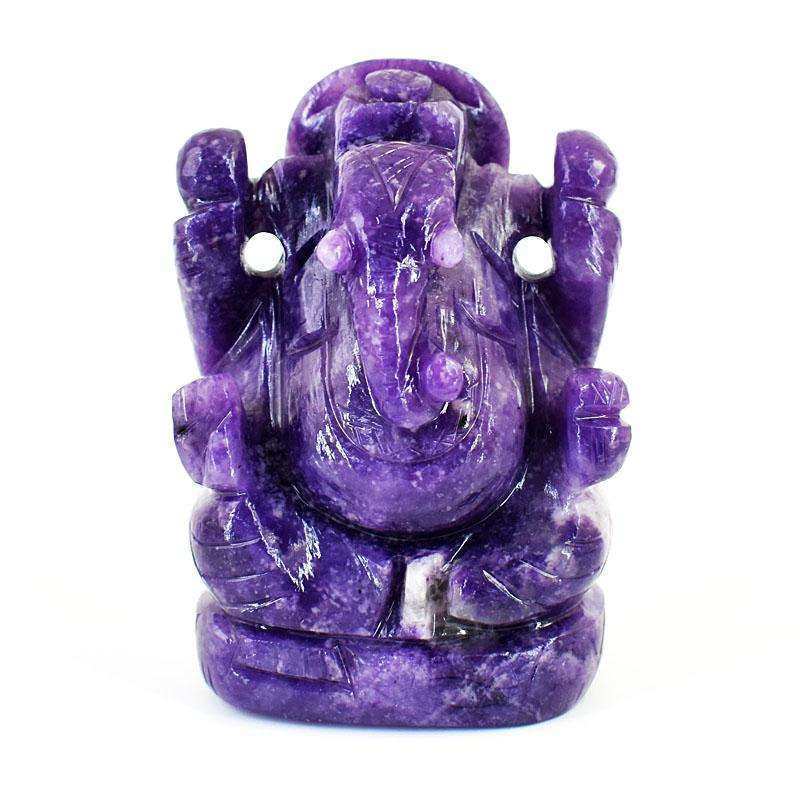 gemsmore:Artisian Lepidolite  Hand Carved Genuine Crystal Gemstone Carving Lord Ganesha