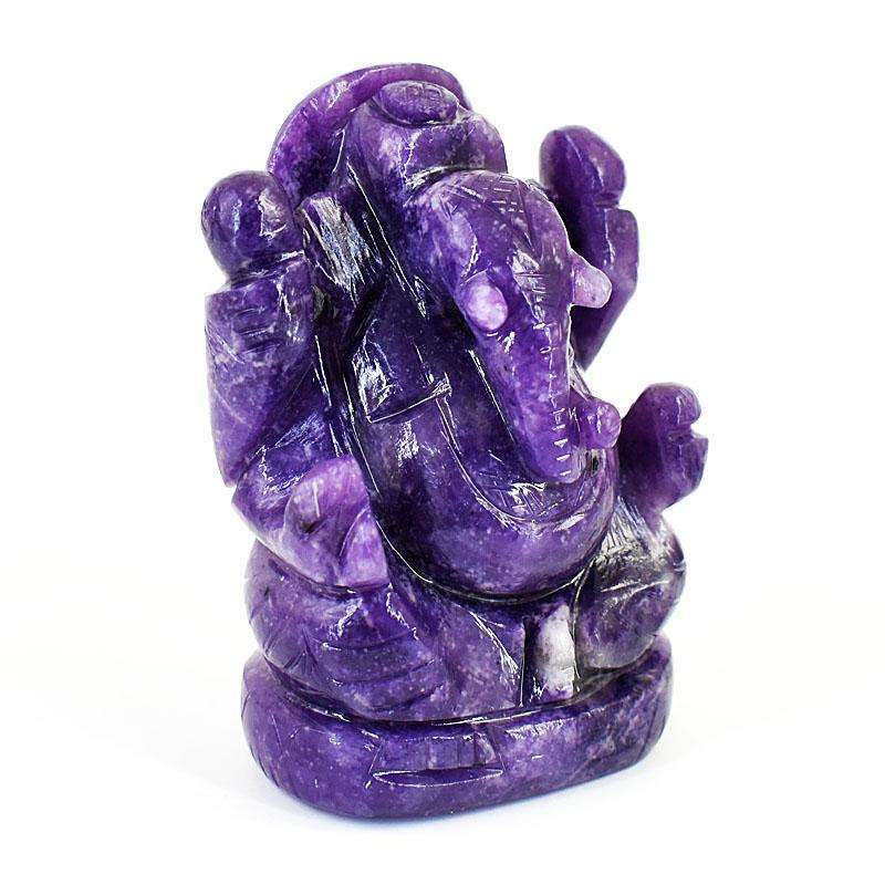 gemsmore:Artisian Lepidolite  Hand Carved Genuine Crystal Gemstone Carving Lord Ganesha