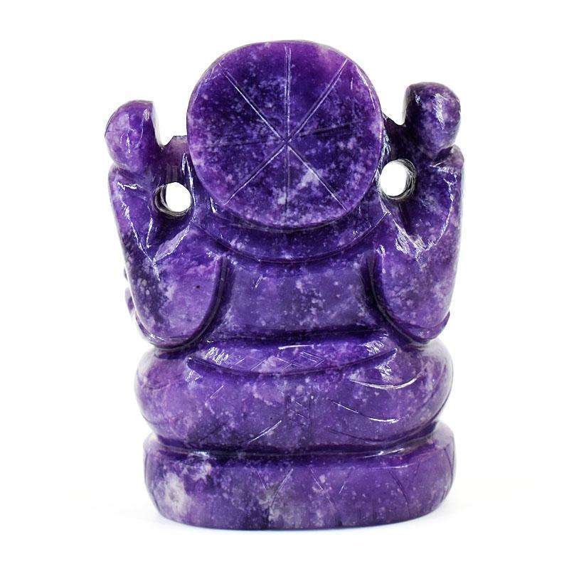 gemsmore:Artisian Lepidolite  Hand Carved Genuine Crystal Gemstone Carving Lord Ganesha