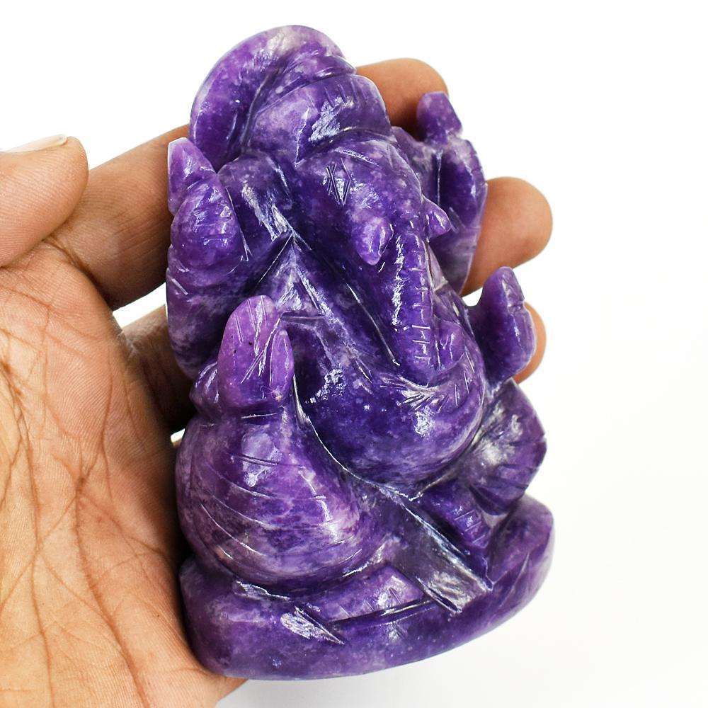 gemsmore:Artisian Lepidolite Hand Carved Genuine Crystal Gemstone Carving Lord Ganesha