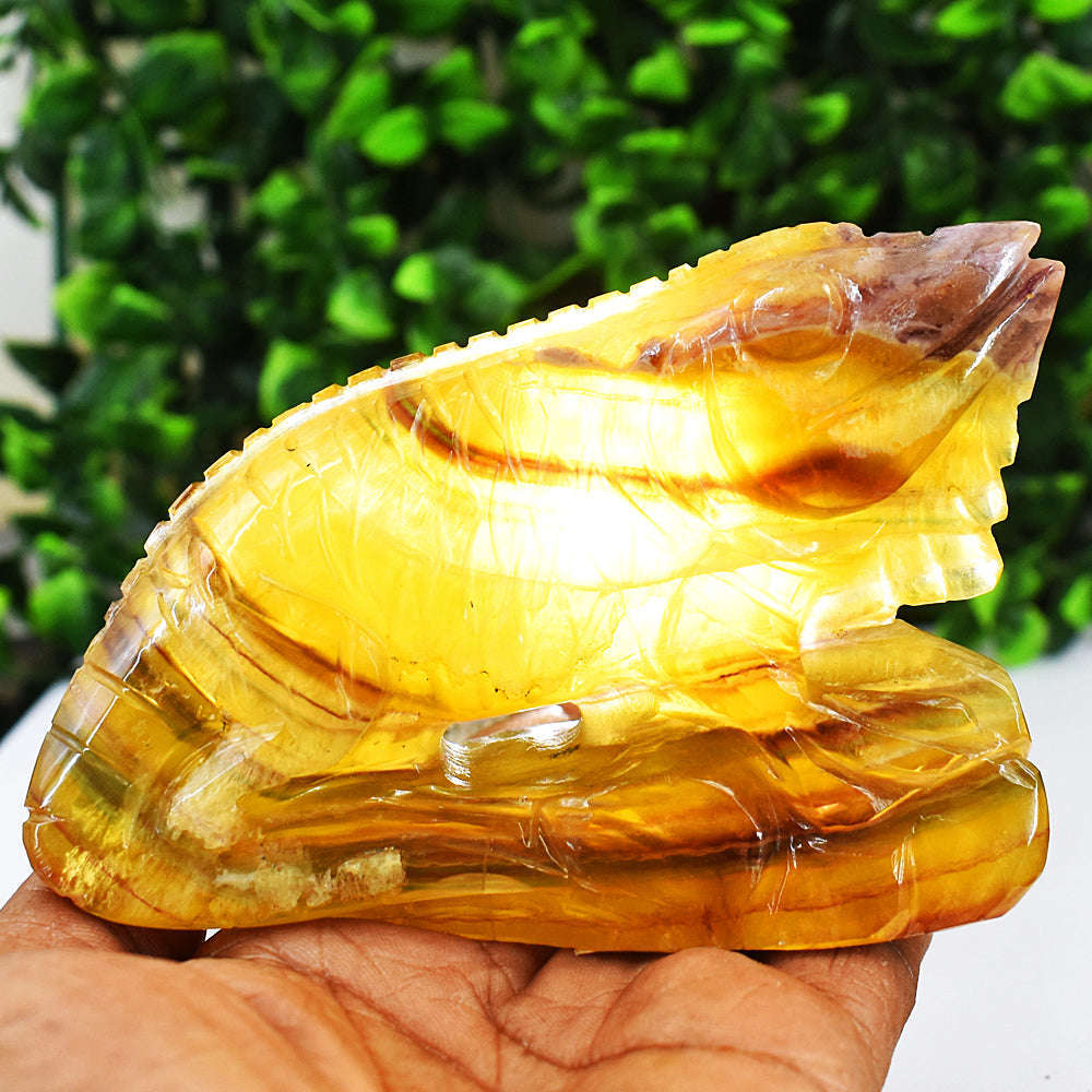 gemsmore:Artisian Multicolor Fluorite Hand Carved Chameleon