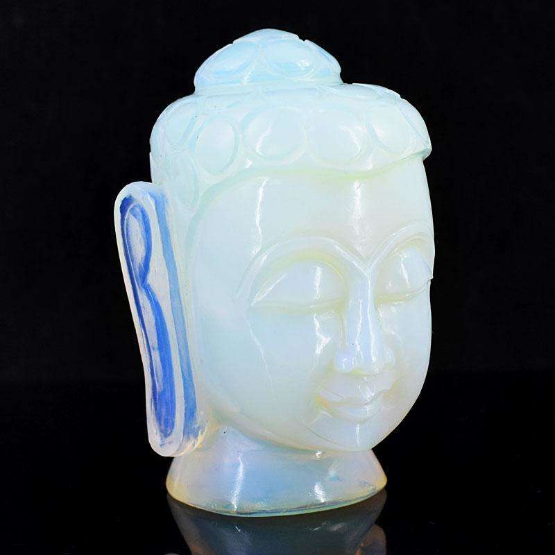 gemsmore:Artisian Opalite Hand Carved Genuine Crystal Gemstone Carving Buddha Head
