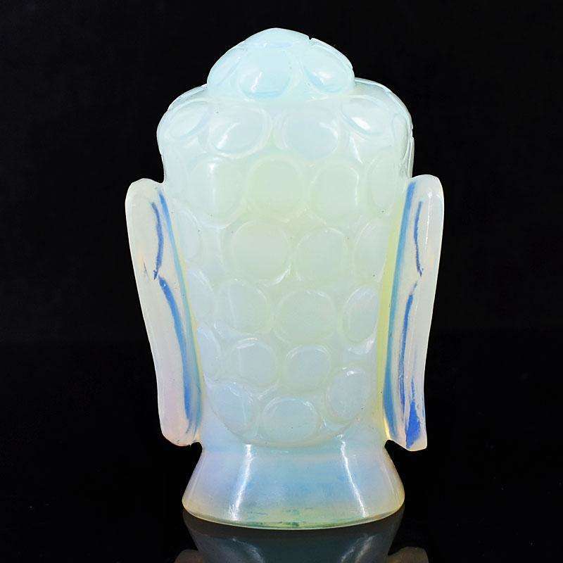 gemsmore:Artisian Opalite Hand Carved Genuine Crystal Gemstone Carving Buddha Head