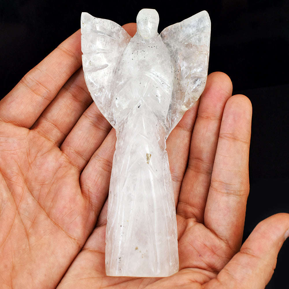 gemsmore:Artisian Rutile Quartz Hand Carved Genuine Crystal Gemstone Carving Praying Angel