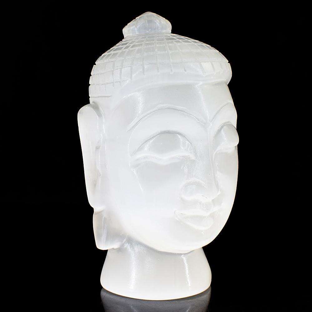 gemsmore:Artisian  Selenite Hand Carved Buddha Head