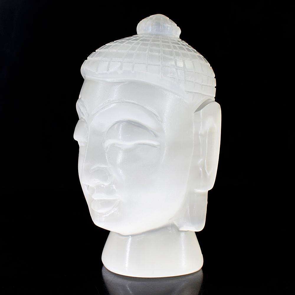 gemsmore:Artisian  Selenite Hand Carved Buddha Head