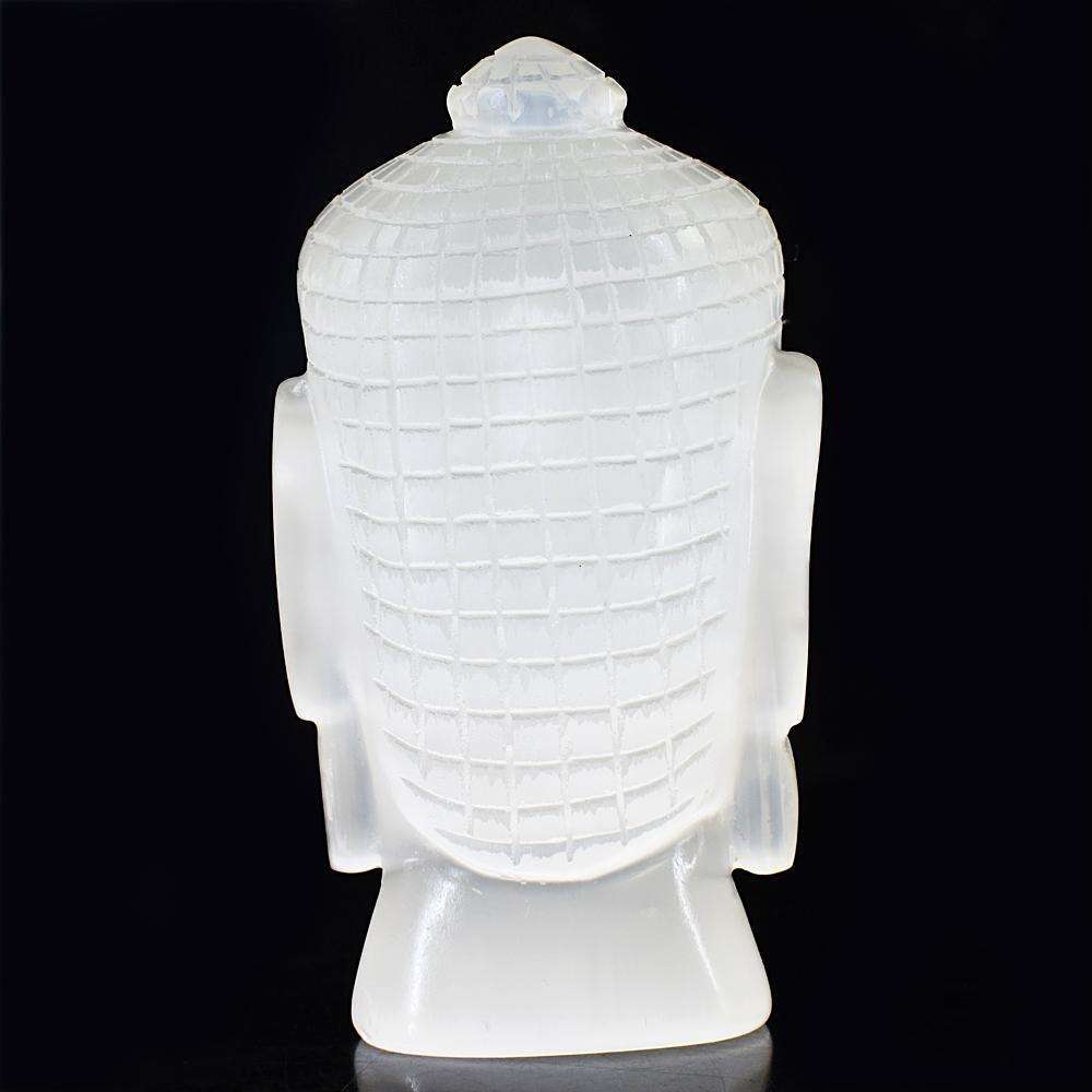 gemsmore:Artisian  Selenite Hand Carved Buddha Head