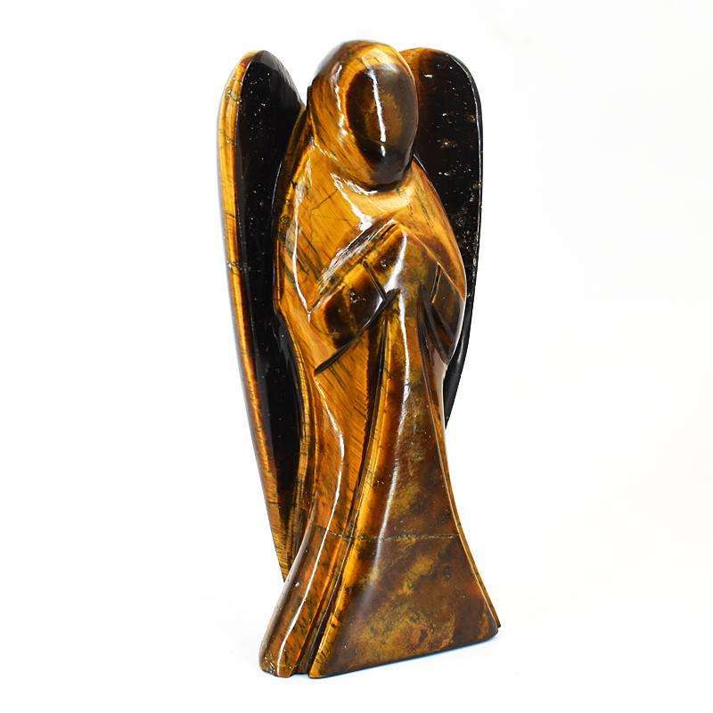 gemsmore:Artisian Tiger Eye Hand Carved Genuine Crystal Gemstone Carving Angel