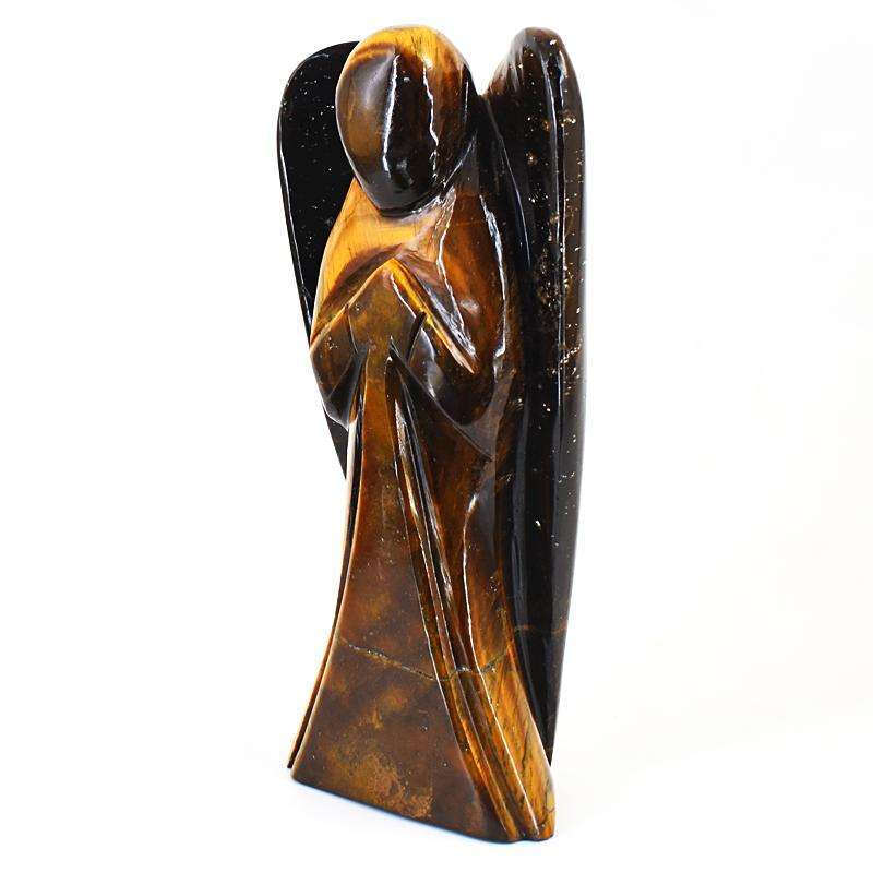 gemsmore:Artisian Tiger Eye Hand Carved Genuine Crystal Gemstone Carving Angel