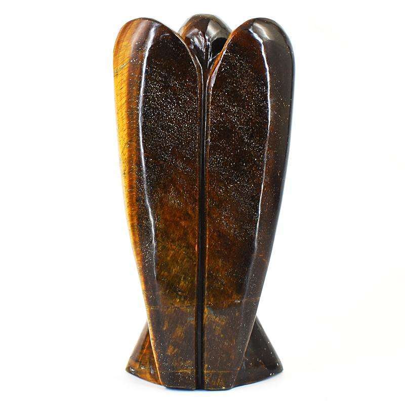 gemsmore:Artisian Tiger Eye Hand Carved Genuine Crystal Gemstone Carving Angel